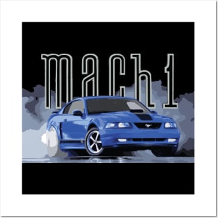 MACH 1 MUSTANG GT SN95 CLASSIC RETRO NEW EDGE AZURE BLUE Posters and Art